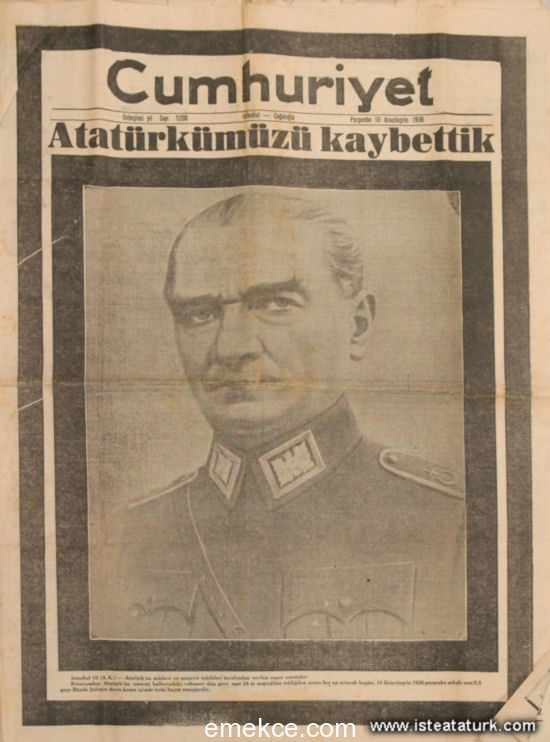 10 Kasım 1938 Gazete Manşetleri