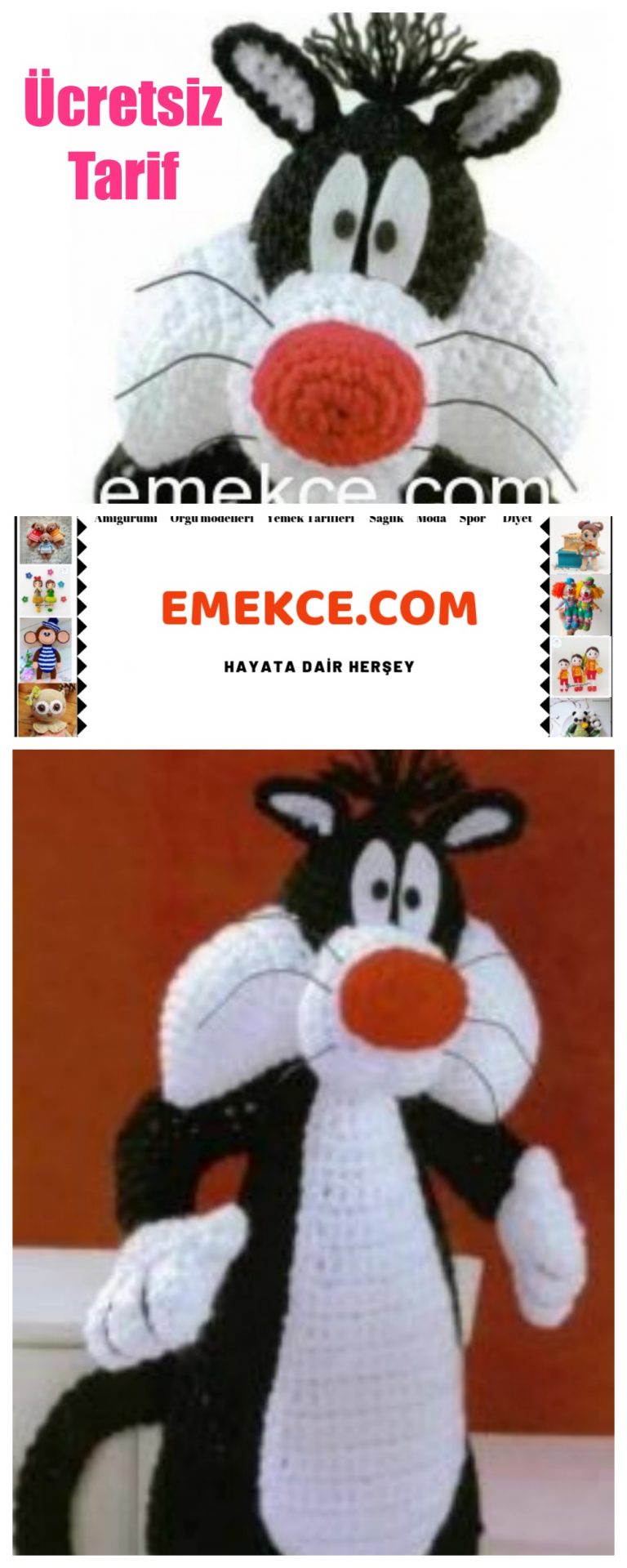 Amigurumi Kedi Sylvester Yapımı Örgü Modelleri