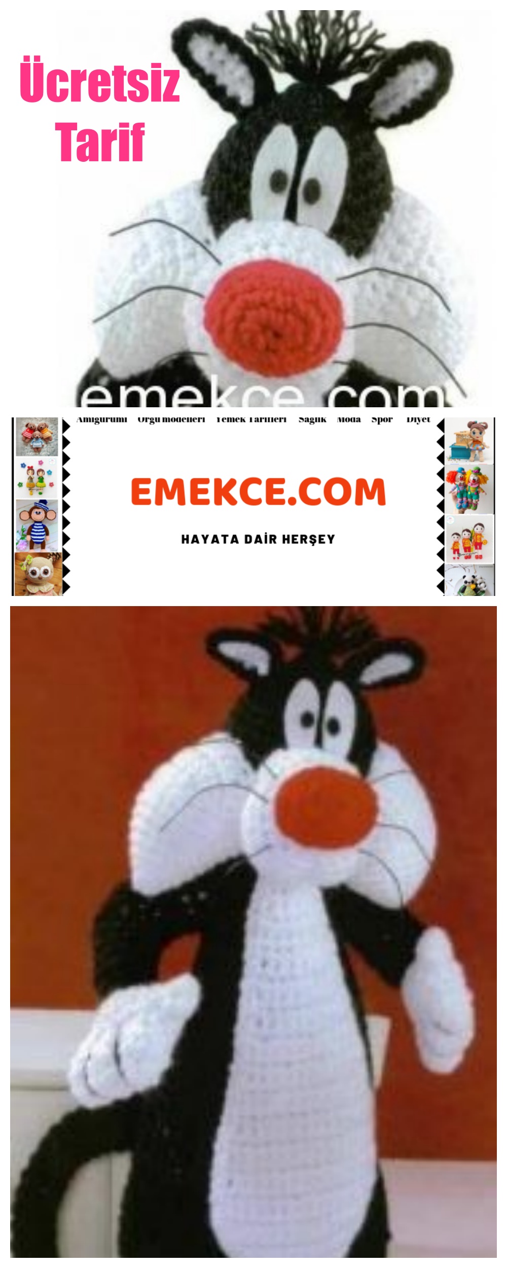 Amigurumi Kedi Sylvester Yapımı Örgü Modelleri