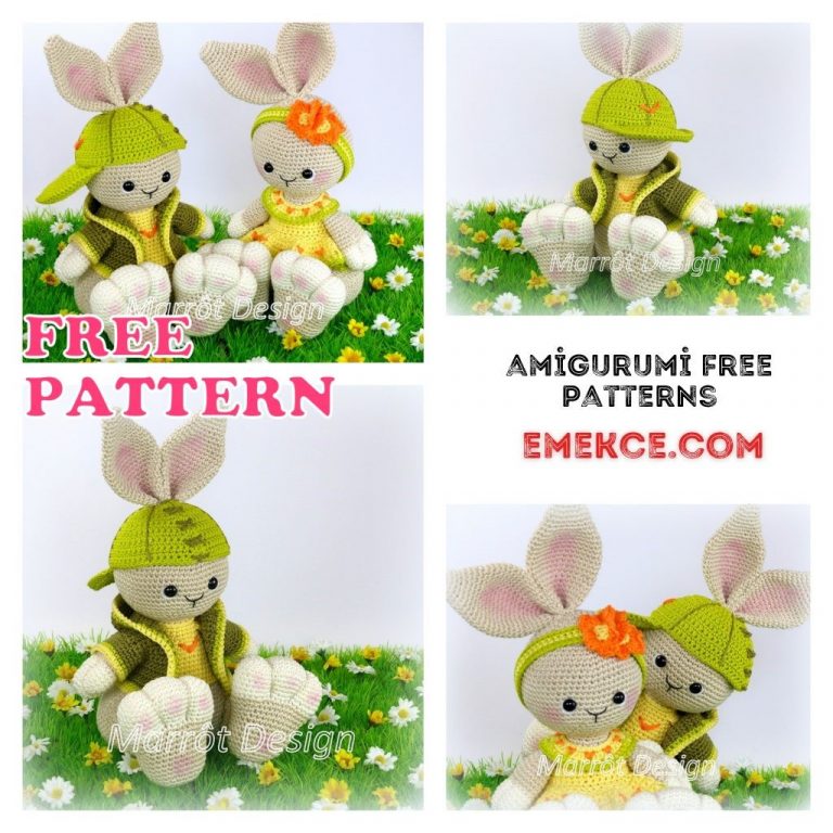 Bunny with Amigurumi Hat Free Crochet Pattern