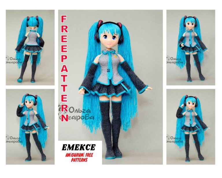 Free Crochet Pattern for Amigurumi Doll Miku Hatsune