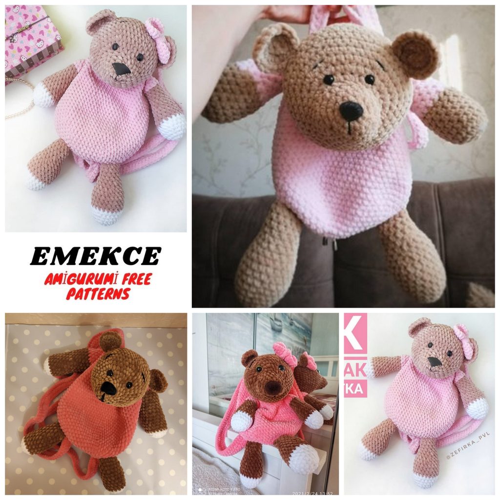 Cuddles The Caring Bear Backpack Crochet Pattern - Electronic Download