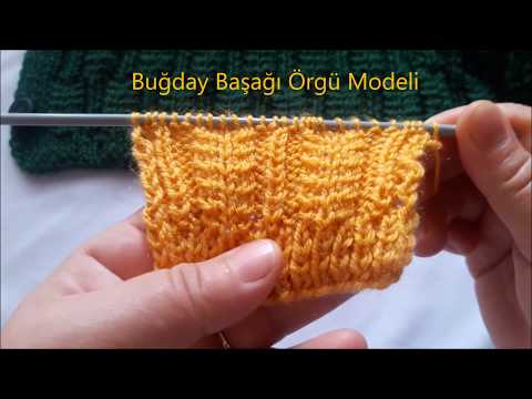 Buğday Başağı Örgü Bayan Yelek Modeli