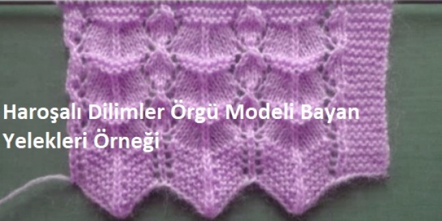 Haroşalı Dilimler Örgü Bayan Yelek Modeli